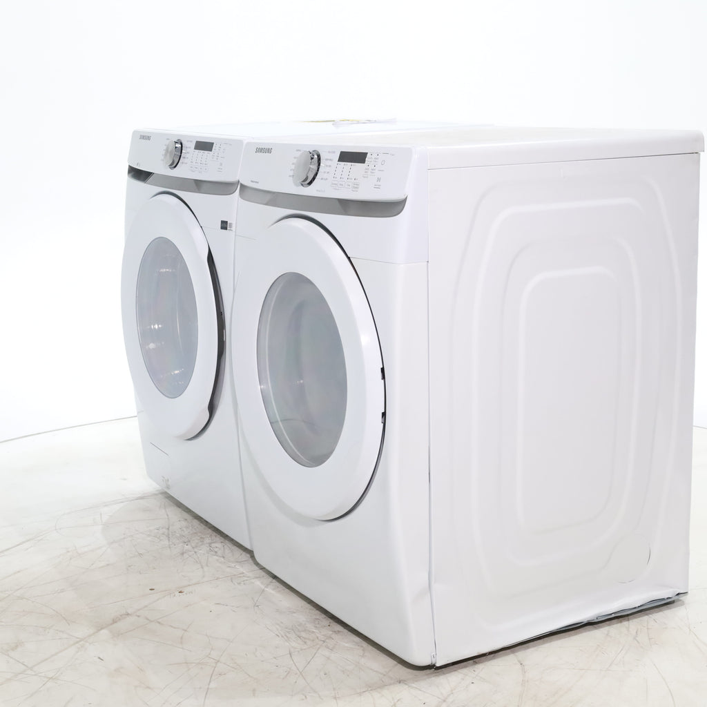 Pictures of ENERGY STAR Samsung 4.5 cu. ft. Front Load Washer with Vibration Reduction and Samsung 7.5 cu. ft. Front Load Electric Dryer with Sensor Dry and Interior Drum Light- Scratch & Dent - Moderate | Major - Neu Appliance Outlet - Discount Appliance Outlet in Austin, Tx