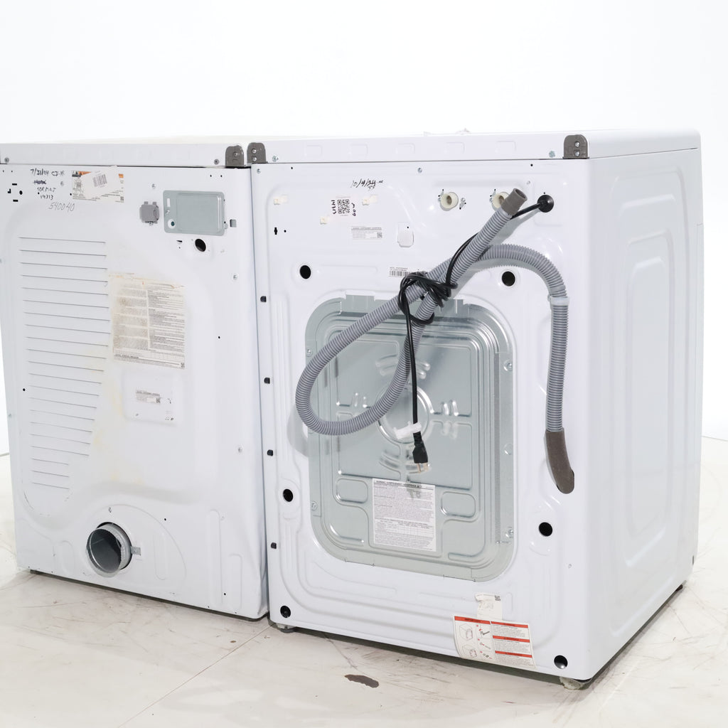 Pictures of ENERGY STAR Samsung 4.5 cu. ft. Front Load Washer with Vibration Reduction and Samsung 7.5 cu. ft. Front Load Electric Dryer with Sensor Dry and Interior Drum Light- Scratch & Dent - Moderate | Major - Neu Appliance Outlet - Discount Appliance Outlet in Austin, Tx