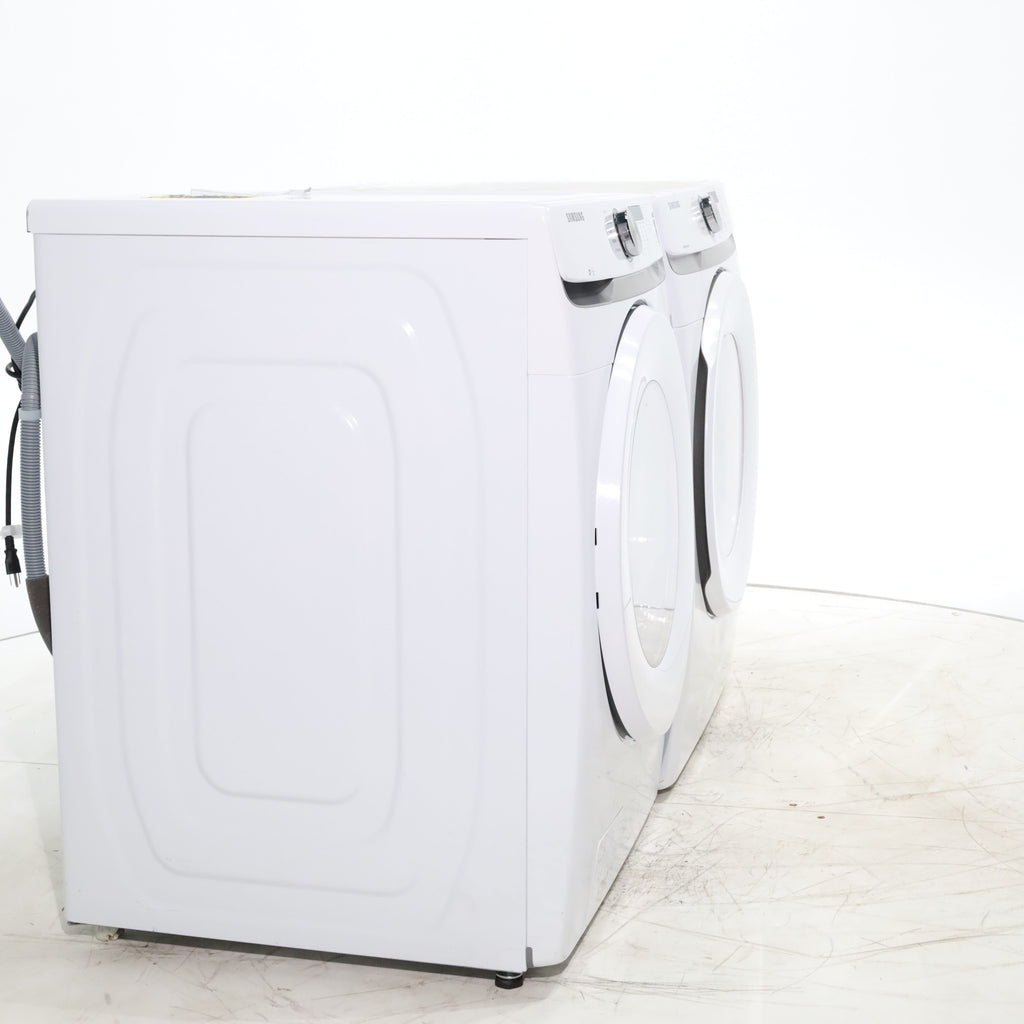 Pictures of ENERGY STAR Samsung 4.5 cu. ft. Front Load Washer with Vibration Reduction and Samsung 7.5 cu. ft. Front Load Electric Dryer with Sensor Dry and Interior Drum Light- Scratch & Dent - Moderate | Major - Neu Appliance Outlet - Discount Appliance Outlet in Austin, Tx