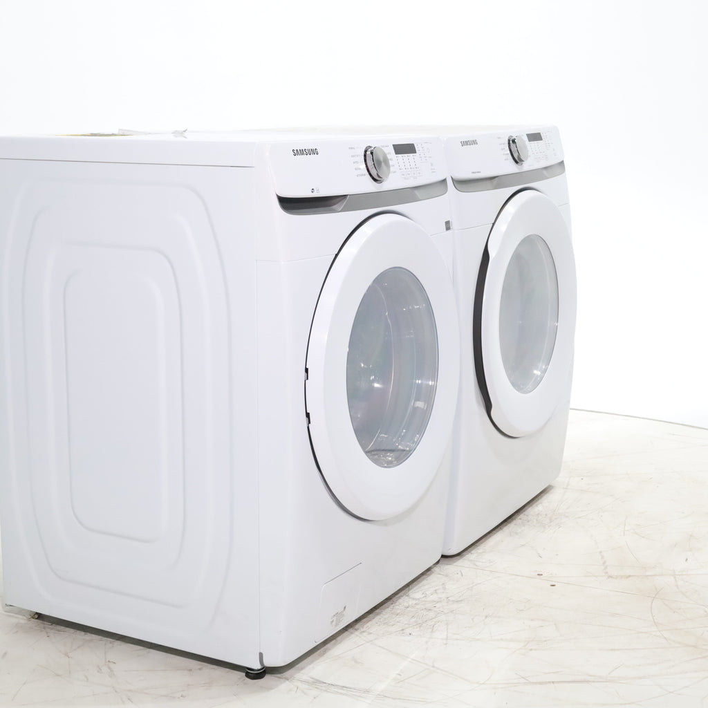 Pictures of ENERGY STAR Samsung 4.5 cu. ft. Front Load Washer with Vibration Reduction and Samsung 7.5 cu. ft. Front Load Electric Dryer with Sensor Dry and Interior Drum Light- Scratch & Dent - Moderate | Major - Neu Appliance Outlet - Discount Appliance Outlet in Austin, Tx