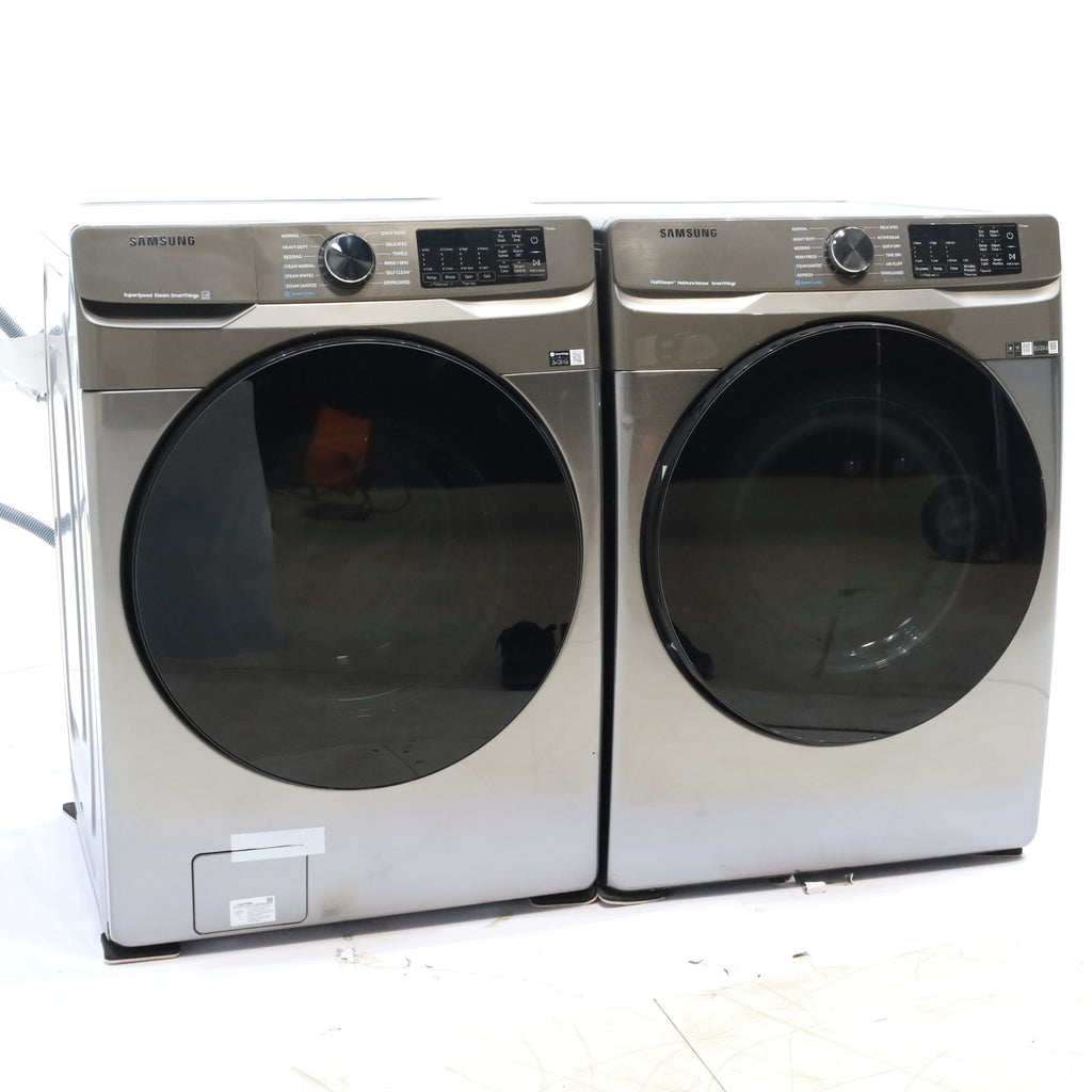 Pictures of Platinum ENERGY STAR Samsung 4.5 cu. ft. Front Load Washer with WiFi Connectivity and Platinum Samsung 7.5 cu. ft. Front Load Gas Dryer with Steam  - Scratch and Dent - Minor - Neu Appliance Outlet - Discount Appliance Outlet in Austin, Tx