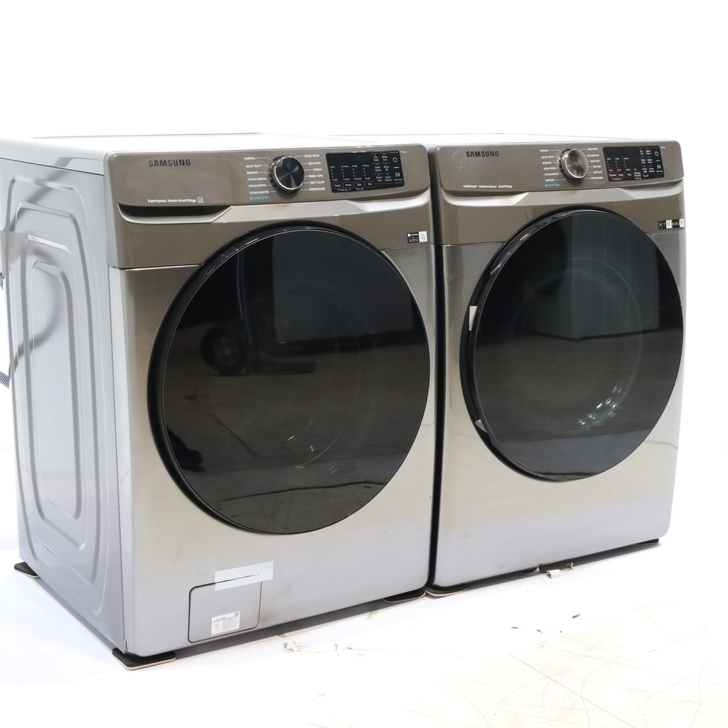 Pictures of Platinum ENERGY STAR Samsung 4.5 cu. ft. Front Load Washer with WiFi Connectivity and Platinum Samsung 7.5 cu. ft. Front Load Gas Dryer with Steam  - Scratch and Dent - Minor - Neu Appliance Outlet - Discount Appliance Outlet in Austin, Tx