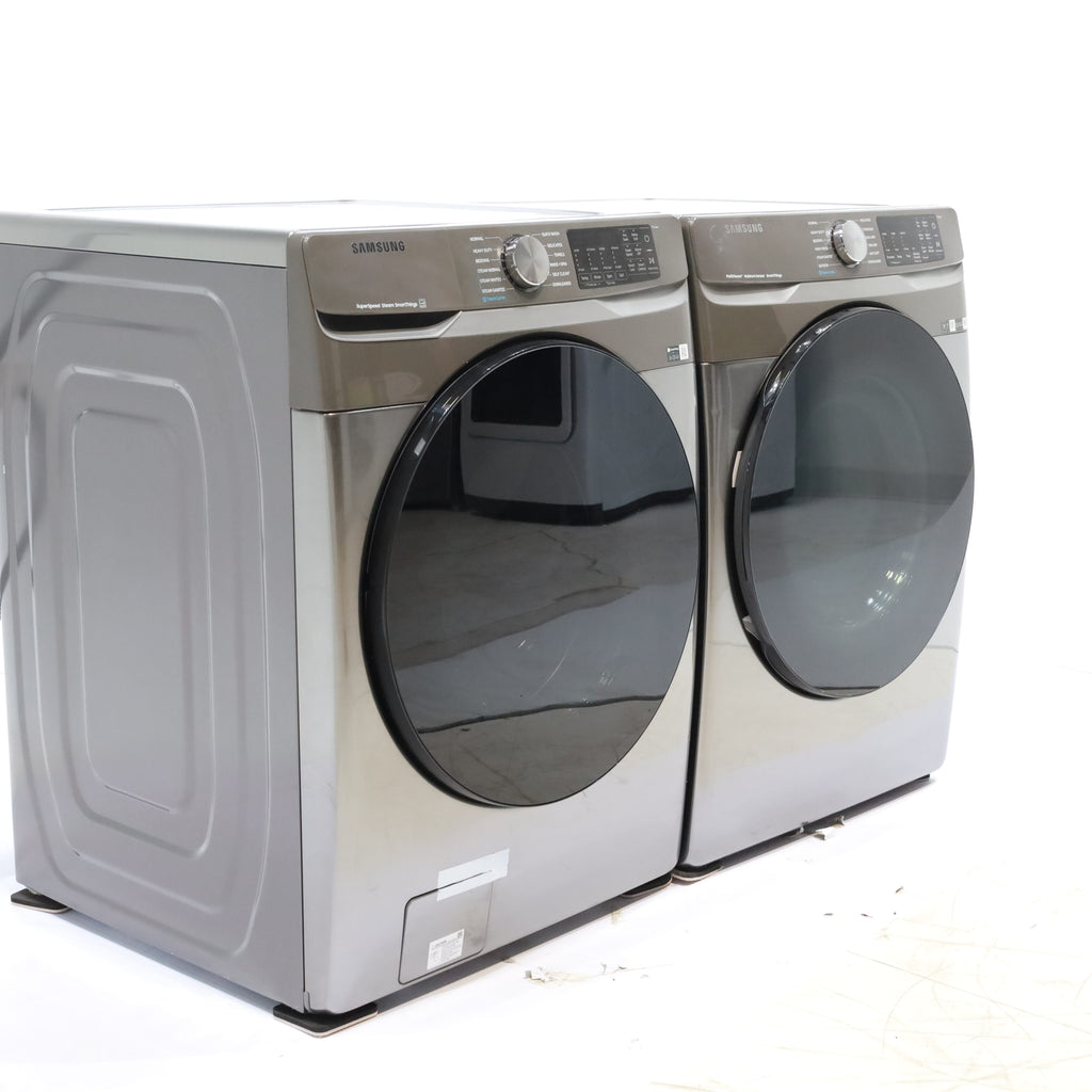 Pictures of Platinum ENERGY STAR Samsung 4.5 cu. ft. Front Load Washer with WiFi Connectivity and Platinum Samsung 7.5 cu. ft. Front Load Gas Dryer with Steam  - Scratch and Dent - Minor - Neu Appliance Outlet - Discount Appliance Outlet in Austin, Tx