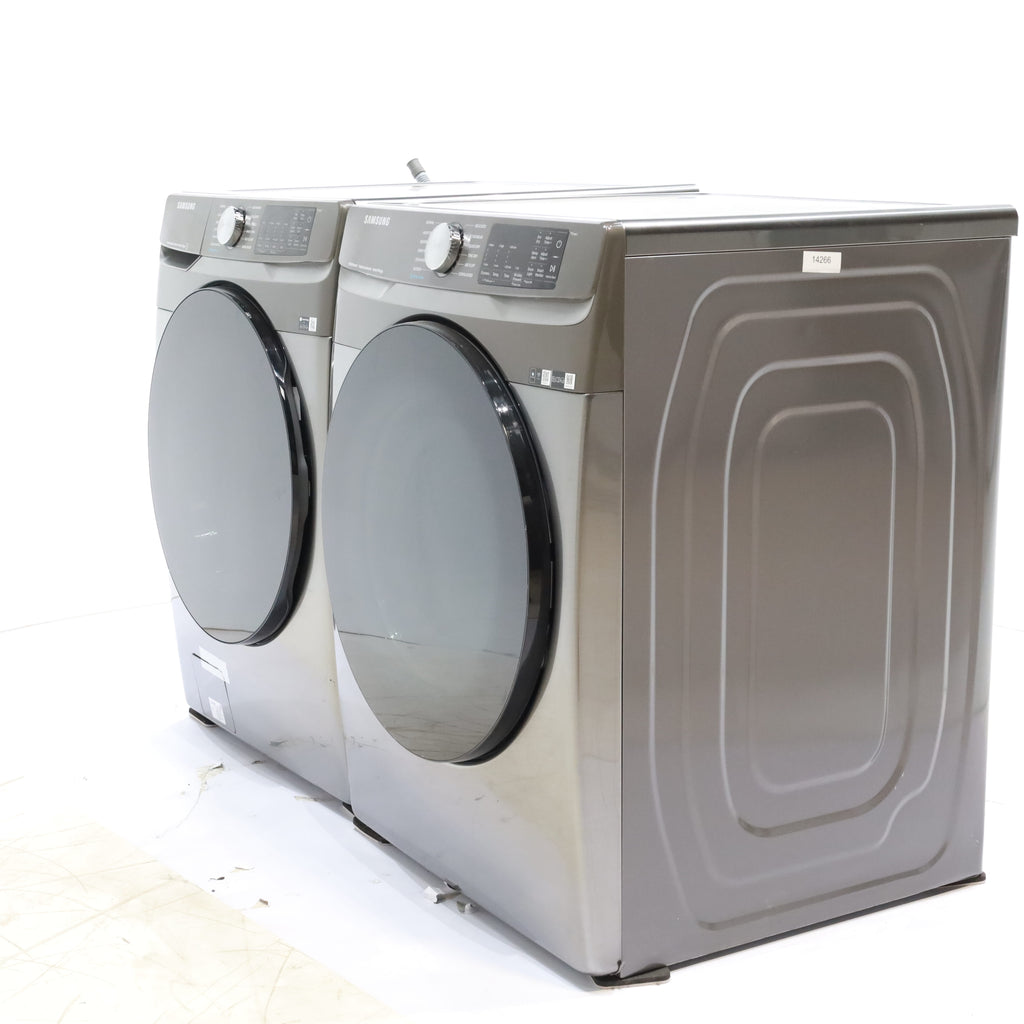 Pictures of Platinum ENERGY STAR Samsung 4.5 cu. ft. Front Load Washer with WiFi Connectivity and Platinum Samsung 7.5 cu. ft. Front Load Gas Dryer with Steam  - Scratch and Dent - Minor - Neu Appliance Outlet - Discount Appliance Outlet in Austin, Tx