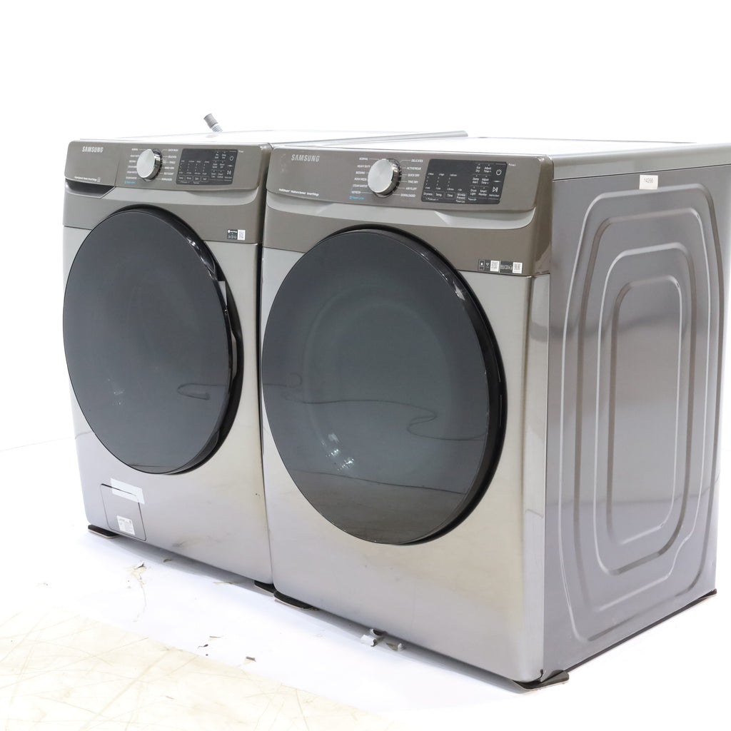 Pictures of Platinum ENERGY STAR Samsung 4.5 cu. ft. Front Load Washer with WiFi Connectivity and Platinum Samsung 7.5 cu. ft. Front Load Gas Dryer with Steam  - Scratch and Dent - Minor - Neu Appliance Outlet - Discount Appliance Outlet in Austin, Tx