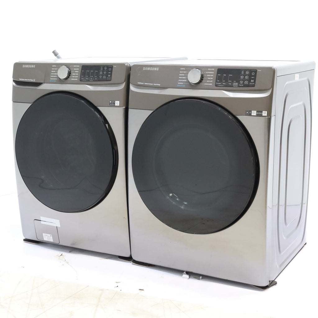 Pictures of Platinum ENERGY STAR Samsung 4.5 cu. ft. Front Load Washer with WiFi Connectivity and Platinum Samsung 7.5 cu. ft. Front Load Gas Dryer with Steam  - Scratch and Dent - Minor - Neu Appliance Outlet - Discount Appliance Outlet in Austin, Tx