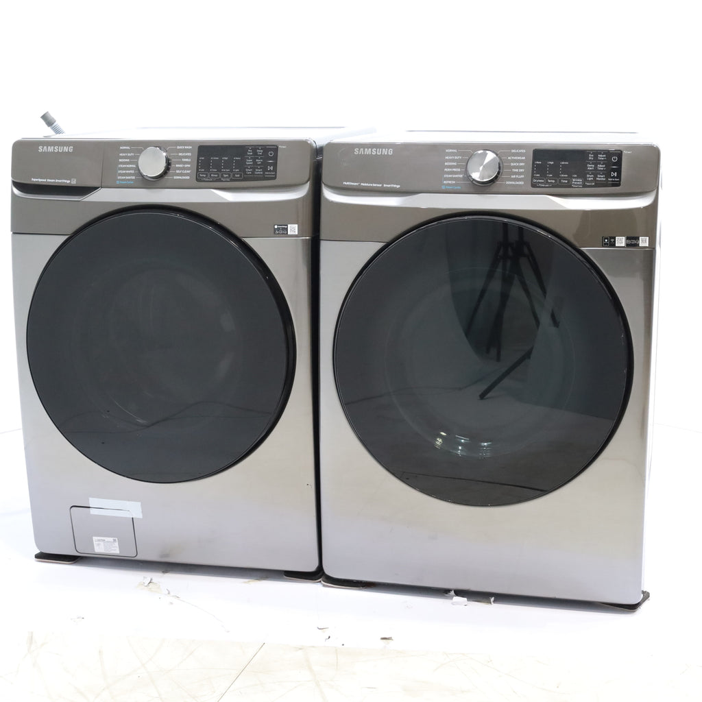 Pictures of Platinum ENERGY STAR Samsung 4.5 cu. ft. Front Load Washer with WiFi Connectivity and Platinum Samsung 7.5 cu. ft. Front Load Gas Dryer with Steam  - Scratch and Dent - Minor - Neu Appliance Outlet - Discount Appliance Outlet in Austin, Tx