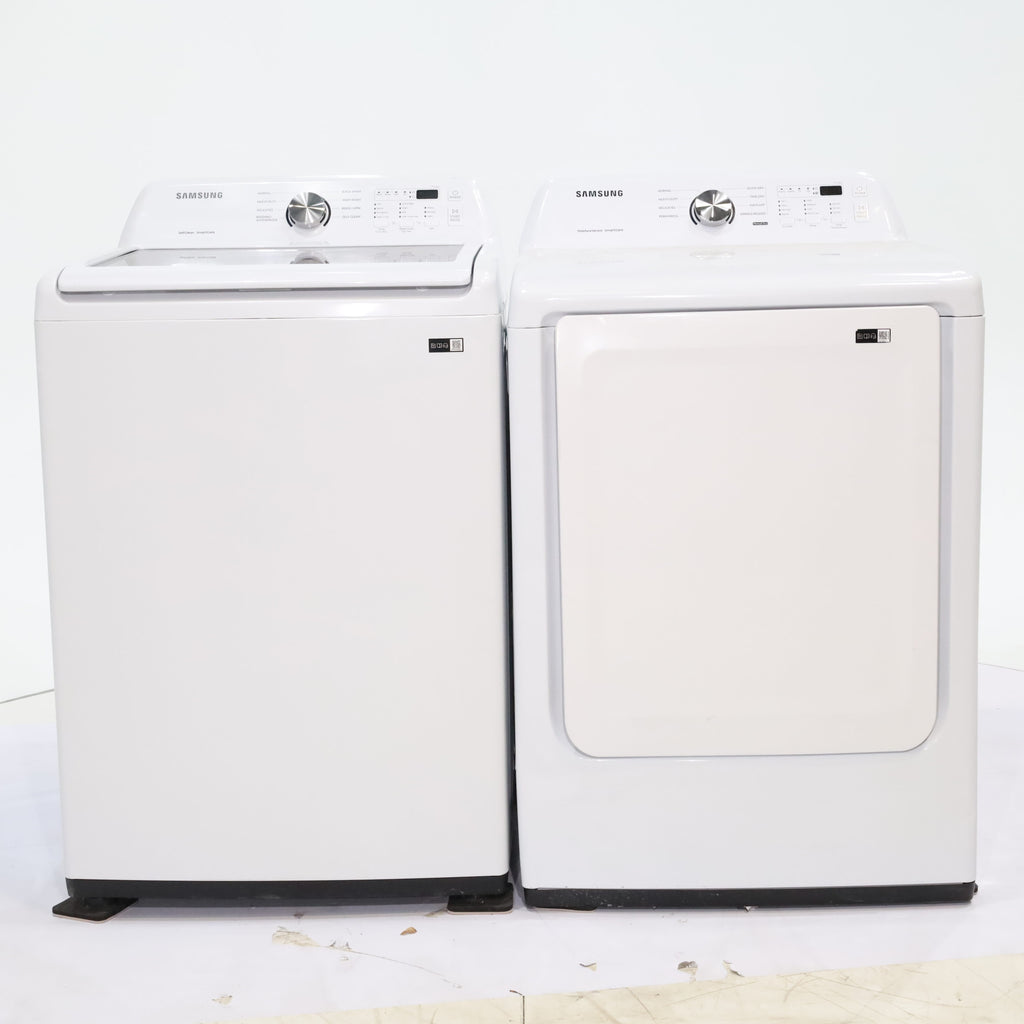 Pictures of Samsung 4.5 cu. ft. Top Load Washer With Vibration Reduction Technology and ENERGY STAR Samsung 7.4 cu. ft. Electric Dryer with Smart Care Technology - Scratch & Dent - Minor - Neu Appliance Outlet - Discount Appliance Outlet in Austin, Tx