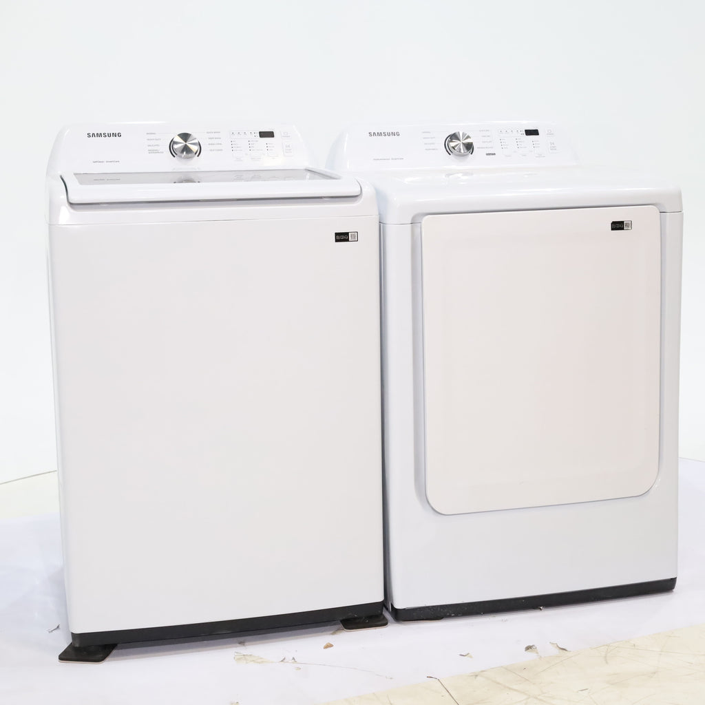 Pictures of Samsung 4.5 cu. ft. Top Load Washer With Vibration Reduction Technology and ENERGY STAR Samsung 7.4 cu. ft. Electric Dryer with Smart Care Technology - Scratch & Dent - Minor - Neu Appliance Outlet - Discount Appliance Outlet in Austin, Tx