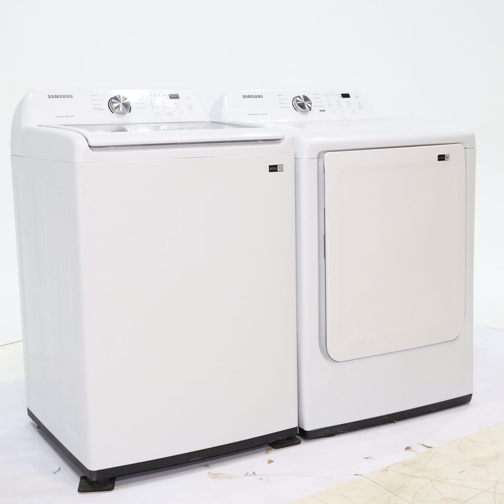 Pictures of Samsung 4.5 cu. ft. Top Load Washer With Vibration Reduction Technology and ENERGY STAR Samsung 7.4 cu. ft. Electric Dryer with Smart Care Technology - Scratch & Dent - Minor - Neu Appliance Outlet - Discount Appliance Outlet in Austin, Tx