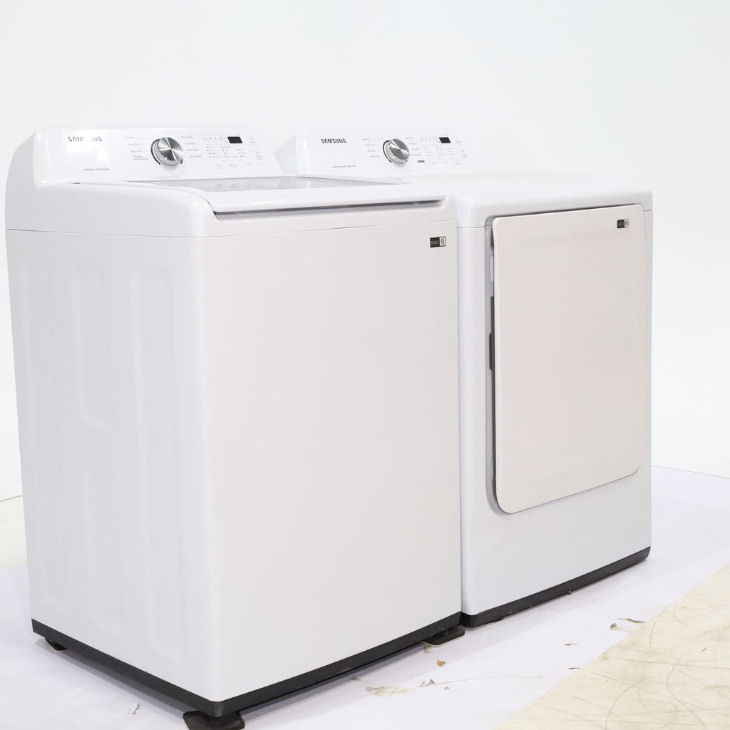 Pictures of Samsung 4.5 cu. ft. Top Load Washer With Vibration Reduction Technology and ENERGY STAR Samsung 7.4 cu. ft. Electric Dryer with Smart Care Technology - Scratch & Dent - Minor - Neu Appliance Outlet - Discount Appliance Outlet in Austin, Tx
