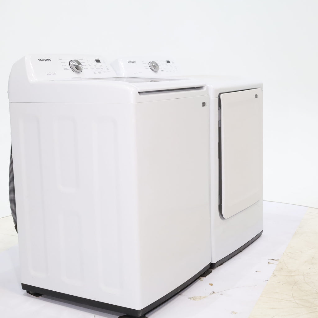 Pictures of Samsung 4.5 cu. ft. Top Load Washer With Vibration Reduction Technology and ENERGY STAR Samsung 7.4 cu. ft. Electric Dryer with Smart Care Technology - Scratch & Dent - Minor - Neu Appliance Outlet - Discount Appliance Outlet in Austin, Tx