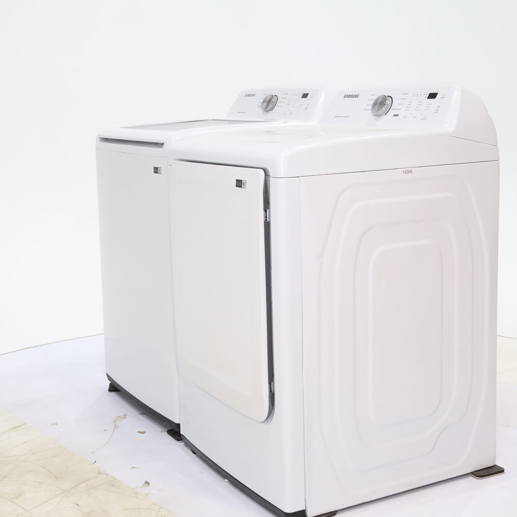 Pictures of Samsung 4.5 cu. ft. Top Load Washer With Vibration Reduction Technology and ENERGY STAR Samsung 7.4 cu. ft. Electric Dryer with Smart Care Technology - Scratch & Dent - Minor - Neu Appliance Outlet - Discount Appliance Outlet in Austin, Tx