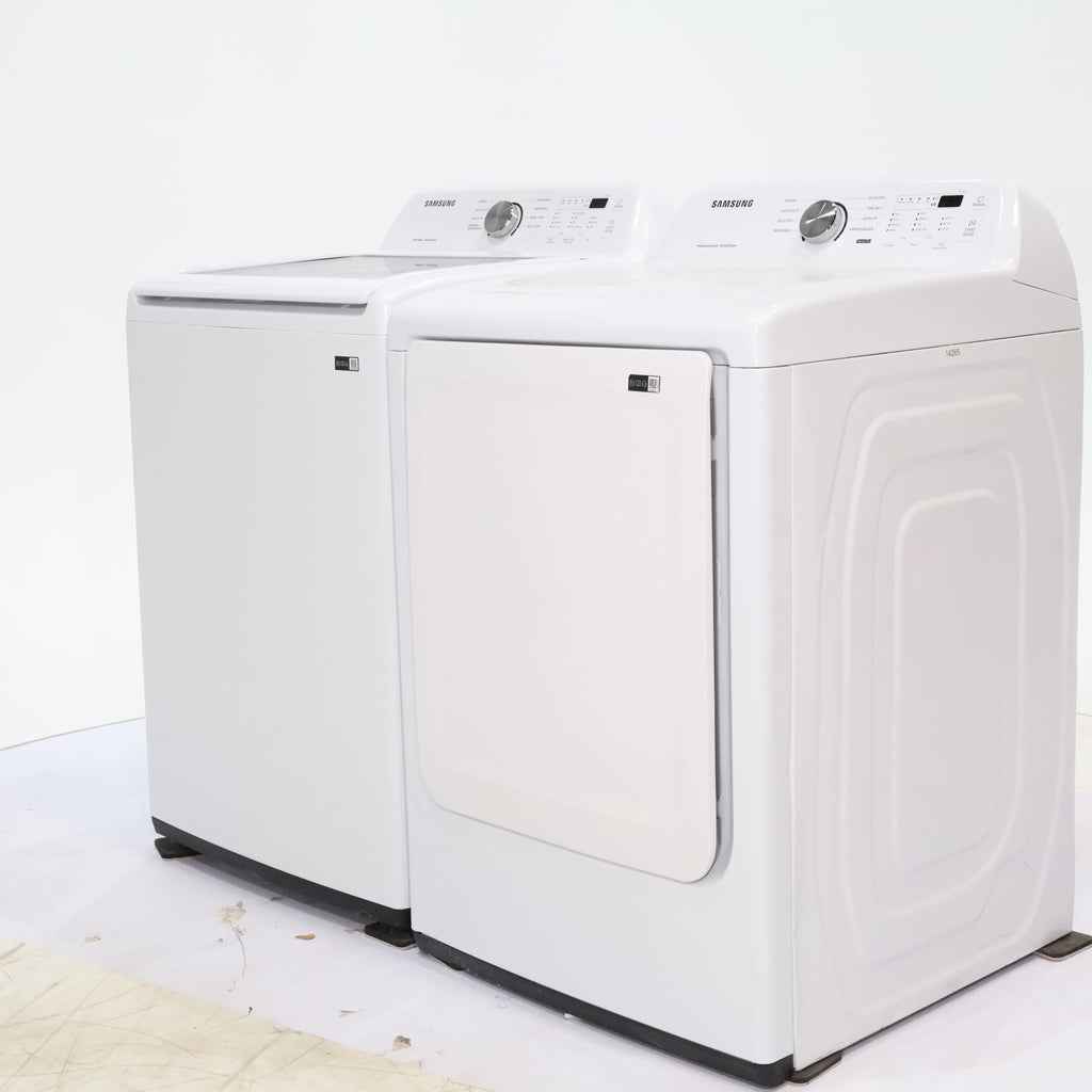 Pictures of Samsung 4.5 cu. ft. Top Load Washer With Vibration Reduction Technology and ENERGY STAR Samsung 7.4 cu. ft. Electric Dryer with Smart Care Technology - Scratch & Dent - Minor - Neu Appliance Outlet - Discount Appliance Outlet in Austin, Tx