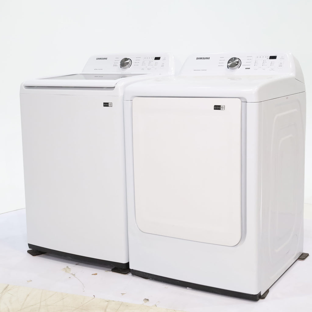 Pictures of Samsung 4.5 cu. ft. Top Load Washer With Vibration Reduction Technology and ENERGY STAR Samsung 7.4 cu. ft. Electric Dryer with Smart Care Technology - Scratch & Dent - Minor - Neu Appliance Outlet - Discount Appliance Outlet in Austin, Tx