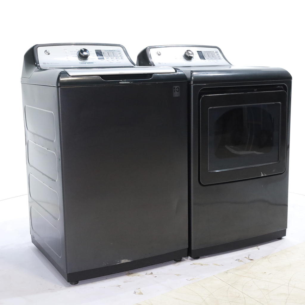 Pictures of Diamond Gray ENERGY STAR GE 5.0 cu. ft. Top Load Washing Machine with Water Station and ENERGY STAR GE 7.4 cu. ft. Steam Electric Dryer with My Cycle - Certified Refurbished - Neu Appliance Outlet - Discount Appliance Outlet in Austin, Tx