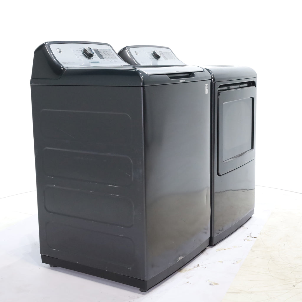 Pictures of Diamond Gray ENERGY STAR GE 5.0 cu. ft. Top Load Washing Machine with Water Station and ENERGY STAR GE 7.4 cu. ft. Steam Electric Dryer with My Cycle - Certified Refurbished - Neu Appliance Outlet - Discount Appliance Outlet in Austin, Tx