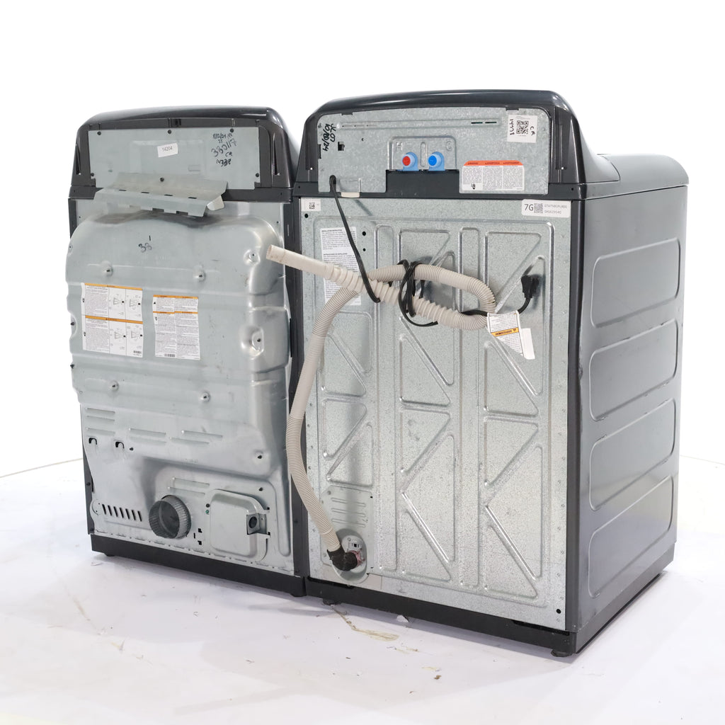 Pictures of Diamond Gray ENERGY STAR GE 5.0 cu. ft. Top Load Washing Machine with Water Station and ENERGY STAR GE 7.4 cu. ft. Steam Electric Dryer with My Cycle - Certified Refurbished - Neu Appliance Outlet - Discount Appliance Outlet in Austin, Tx