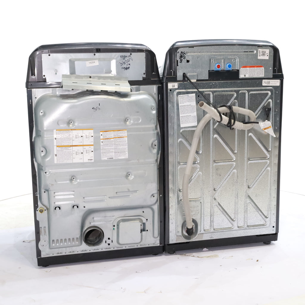 Pictures of Diamond Gray ENERGY STAR GE 5.0 cu. ft. Top Load Washing Machine with Water Station and ENERGY STAR GE 7.4 cu. ft. Steam Electric Dryer with My Cycle - Certified Refurbished - Neu Appliance Outlet - Discount Appliance Outlet in Austin, Tx