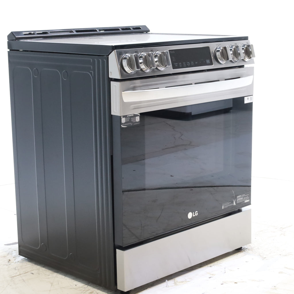 Pictures of PrintProof Stainless Steel LG 6.3 cu. ft. 5 Element Radiant Ceramic Glass Cooktop Slide-In Electric Range with Air Fry - Open Box - Neu Appliance Outlet - Discount Appliance Outlet in Austin, Tx