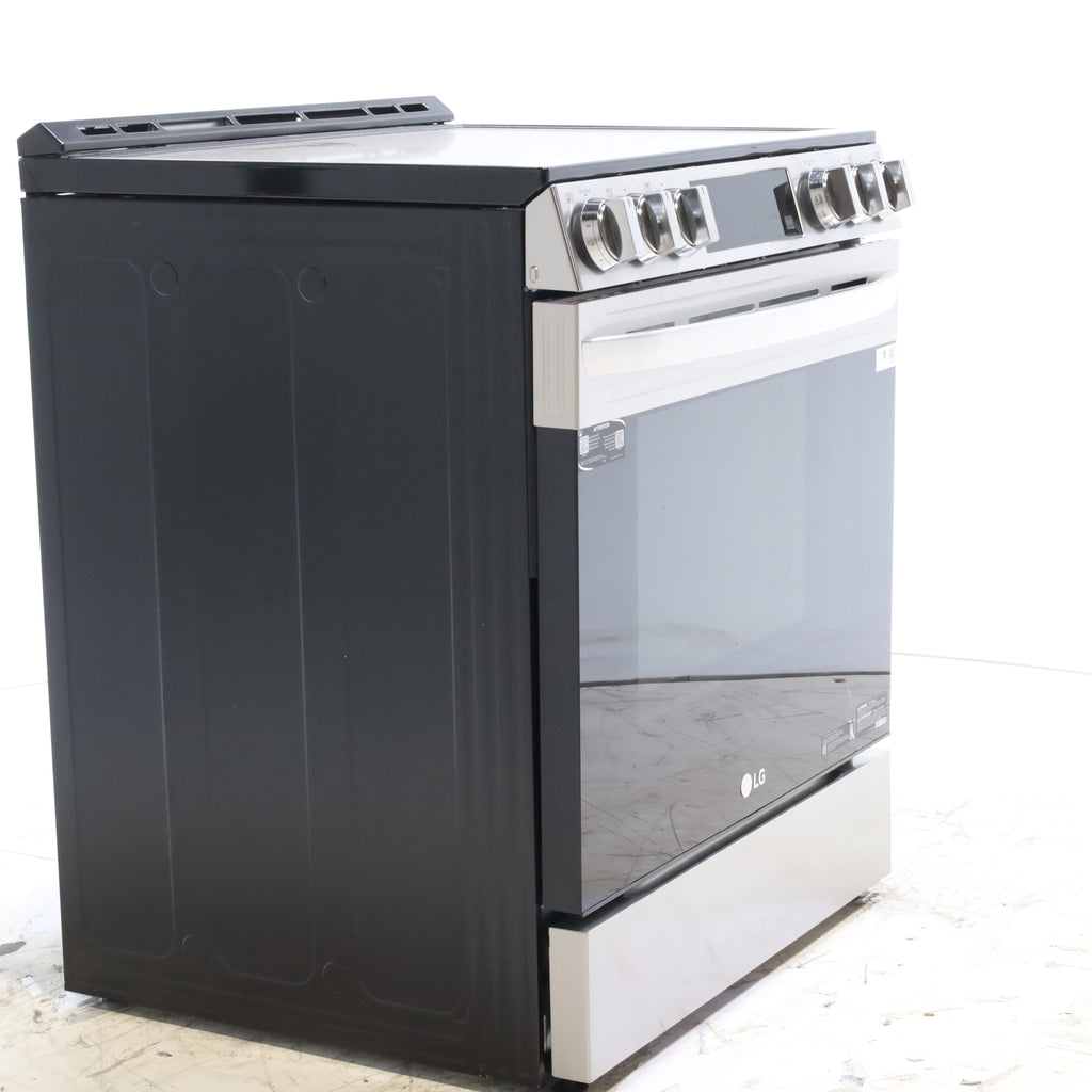 Pictures of PrintProof Stainless Steel LG 6.3 cu. ft. 5 Element Radiant Ceramic Glass Cooktop Slide-In Electric Range with Air Fry - Open Box - Neu Appliance Outlet - Discount Appliance Outlet in Austin, Tx