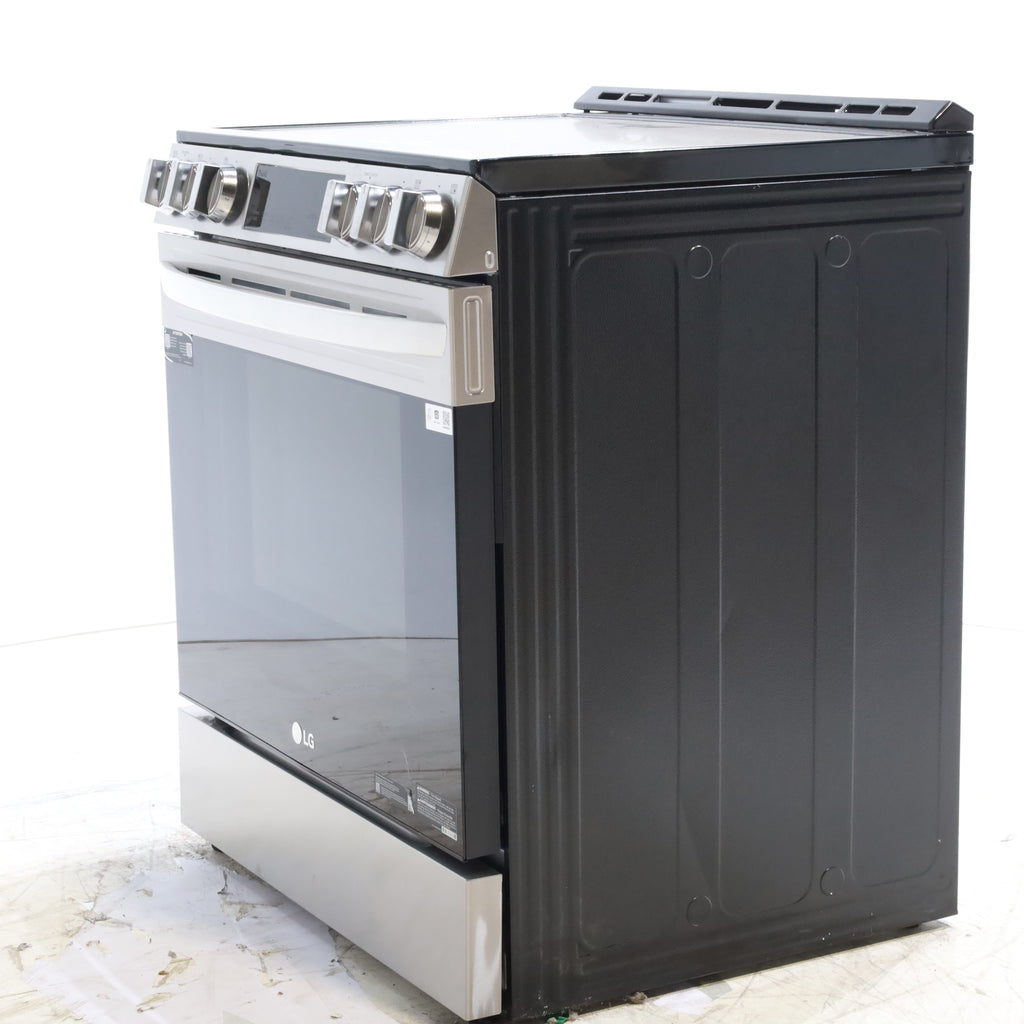 Pictures of PrintProof Stainless Steel LG 6.3 cu. ft. 5 Element Radiant Ceramic Glass Cooktop Slide-In Electric Range with Air Fry - Open Box - Neu Appliance Outlet - Discount Appliance Outlet in Austin, Tx