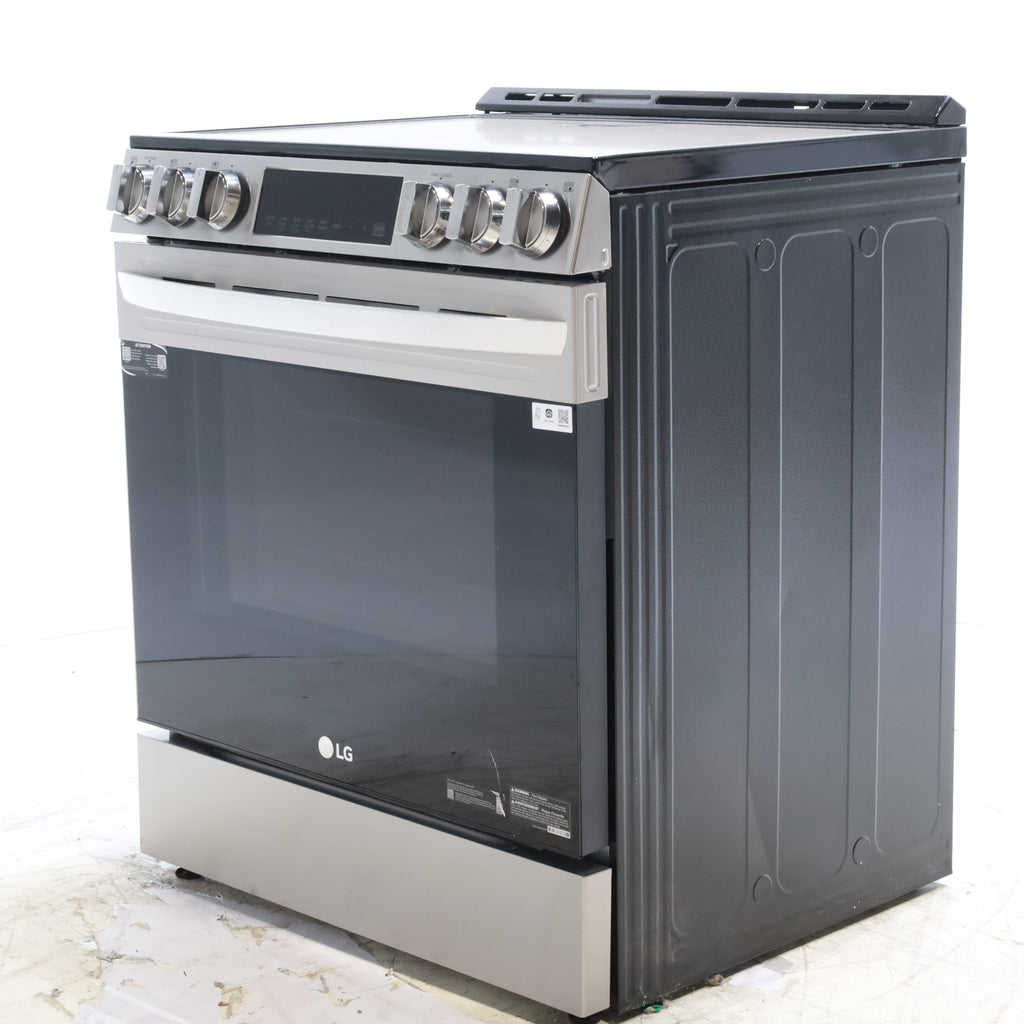 Pictures of PrintProof Stainless Steel LG 6.3 cu. ft. 5 Element Radiant Ceramic Glass Cooktop Slide-In Electric Range with Air Fry - Open Box - Neu Appliance Outlet - Discount Appliance Outlet in Austin, Tx