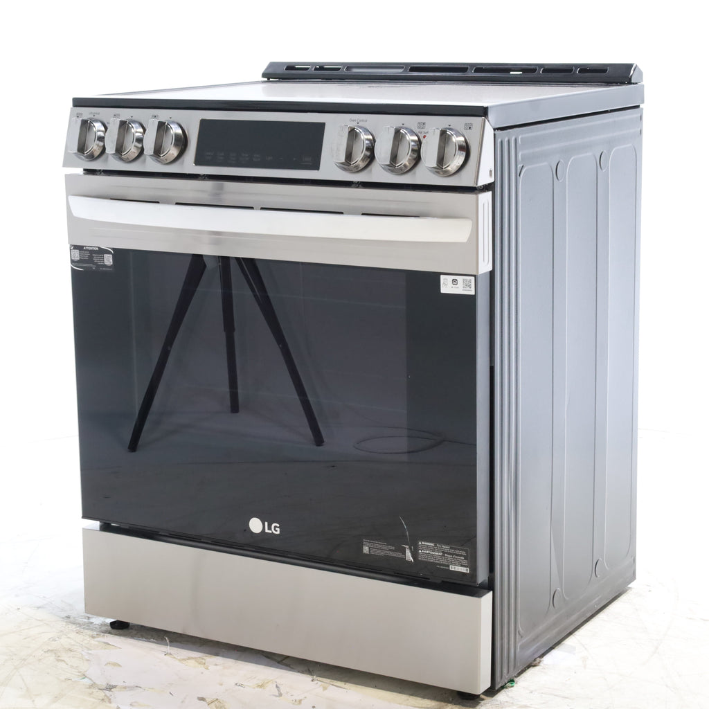 Pictures of PrintProof Stainless Steel LG 6.3 cu. ft. 5 Element Radiant Ceramic Glass Cooktop Slide-In Electric Range with Air Fry - Open Box - Neu Appliance Outlet - Discount Appliance Outlet in Austin, Tx