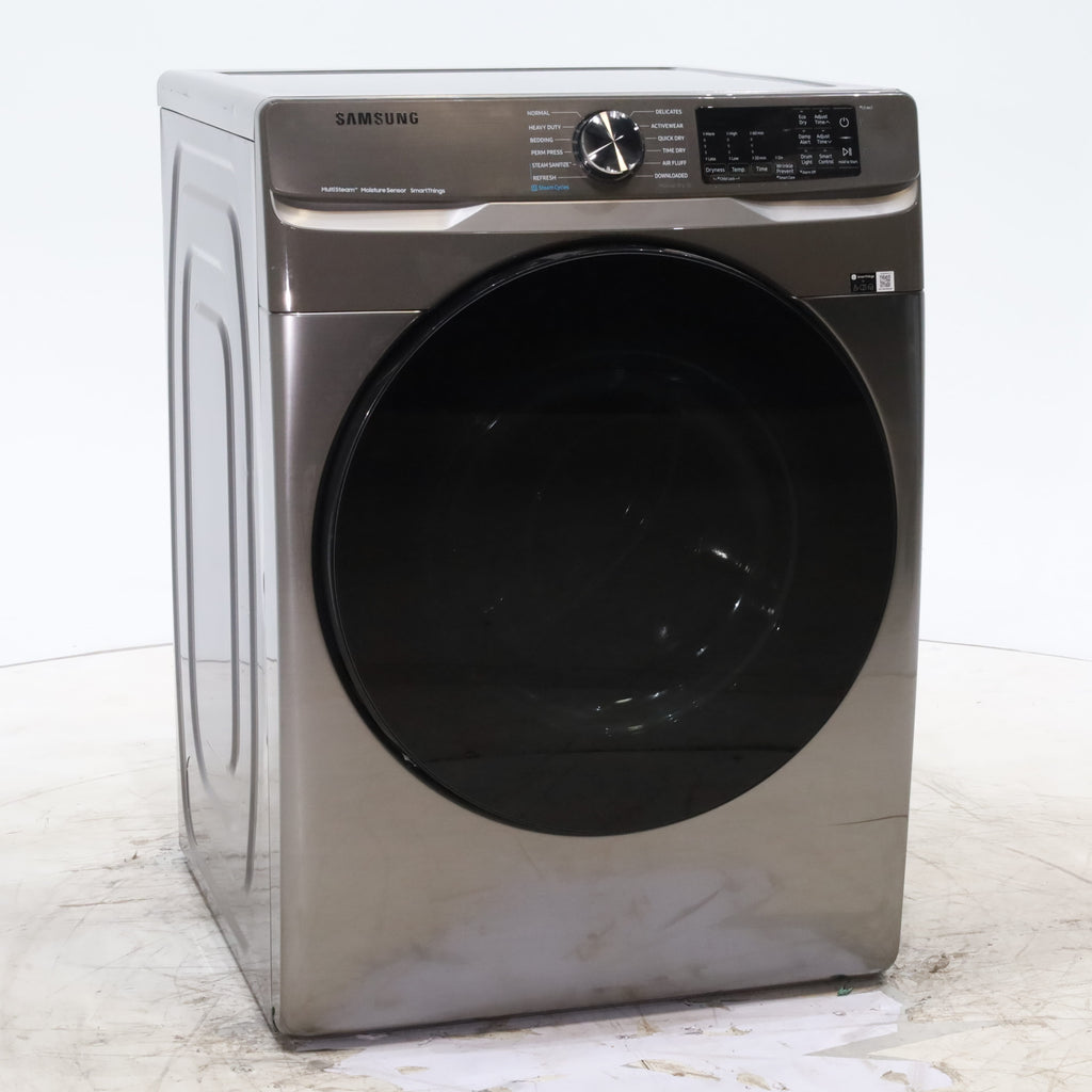 Pictures of Platinum Samsung 7.5 cu. ft. Front Load Electric Dryer with Steam- Scratch & Dent - Minor - Neu Appliance Outlet - Discount Appliance Outlet in Austin, Tx