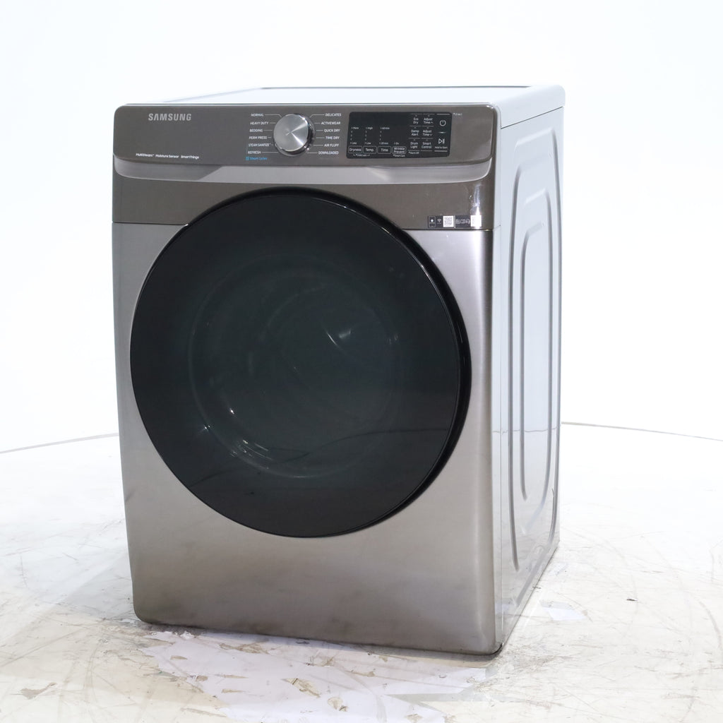 Pictures of Platinum Samsung 7.5 cu. ft. Front Load Electric Dryer with Steam- Scratch & Dent - Minor - Neu Appliance Outlet - Discount Appliance Outlet in Austin, Tx