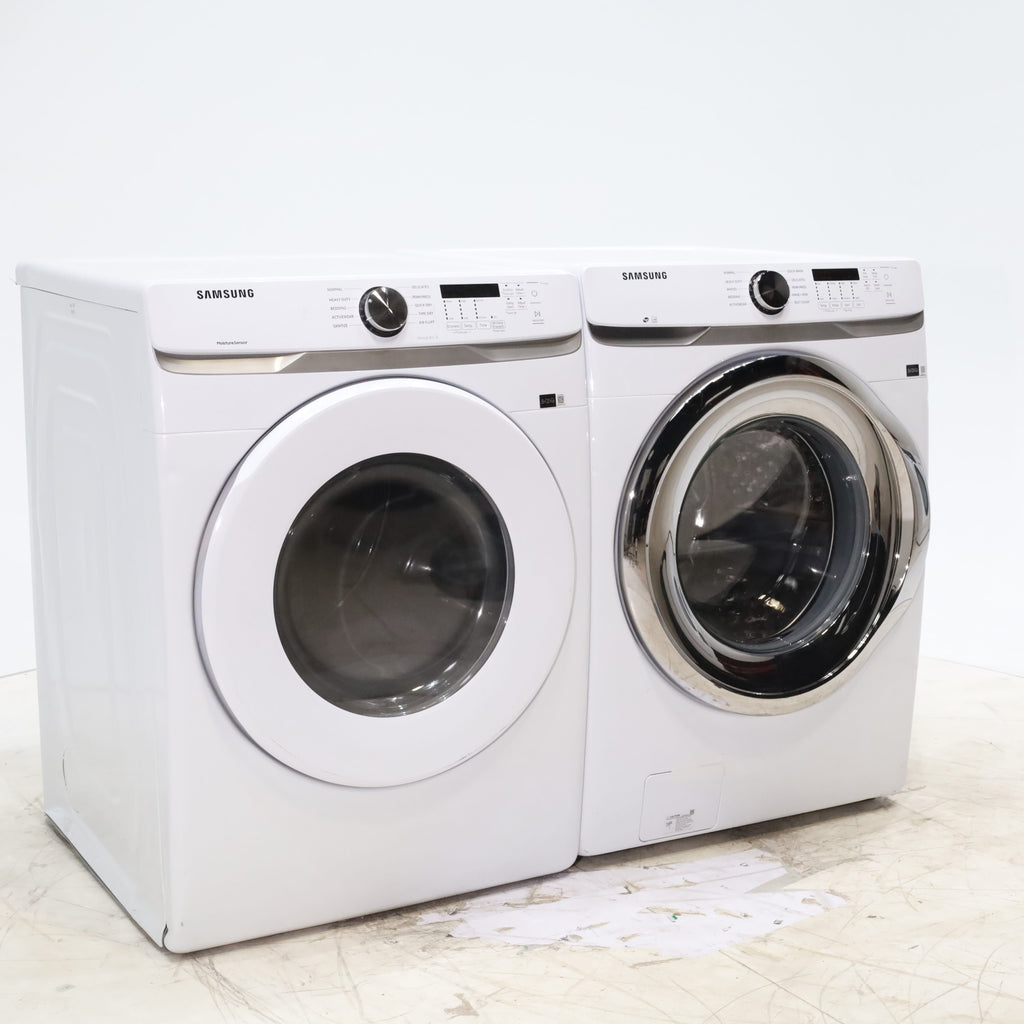 Pictures of ENERGY STAR Samsung 4.5 cu. ft. Front Load Washer with Vibration Reduction and Samsung 7.5 cu. ft. Front Load Electric Dryer with Sensor Dry and Interior Drum Light- Scratch & Dent - Minor - Neu Appliance Outlet - Discount Appliance Outlet in Austin, Tx