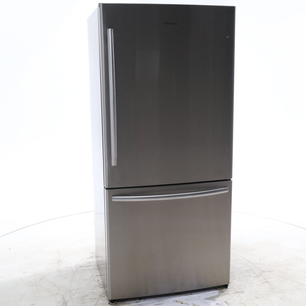 Pictures of 32 in. Wide Counter Depth Stainless Steel ENERGY STAR Hisense 17.1 cu. ft. Bottom Freezer Refrigerator with Super Freezer Technology - Certified Refurbished - Neu Appliance Outlet - Discount Appliance Outlet in Austin, Tx
