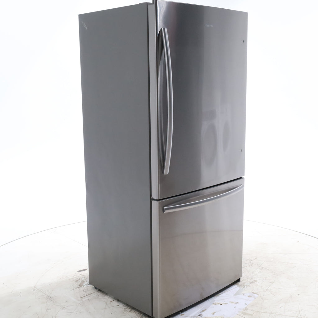 Pictures of 32 in. Wide Counter Depth Stainless Steel ENERGY STAR Hisense 17.1 cu. ft. Bottom Freezer Refrigerator with Super Freezer Technology - Certified Refurbished - Neu Appliance Outlet - Discount Appliance Outlet in Austin, Tx