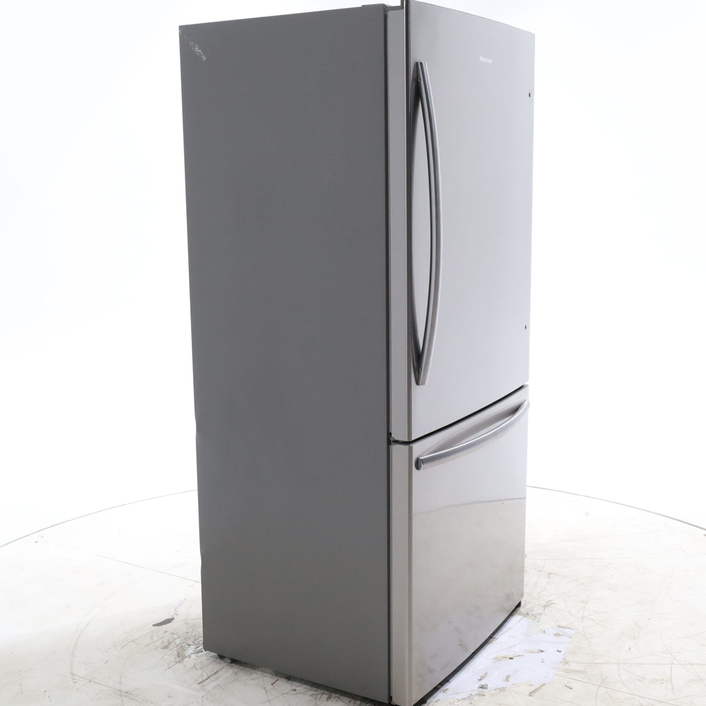 Pictures of 32 in. Wide Counter Depth Stainless Steel ENERGY STAR Hisense 17.1 cu. ft. Bottom Freezer Refrigerator with Super Freezer Technology - Certified Refurbished - Neu Appliance Outlet - Discount Appliance Outlet in Austin, Tx
