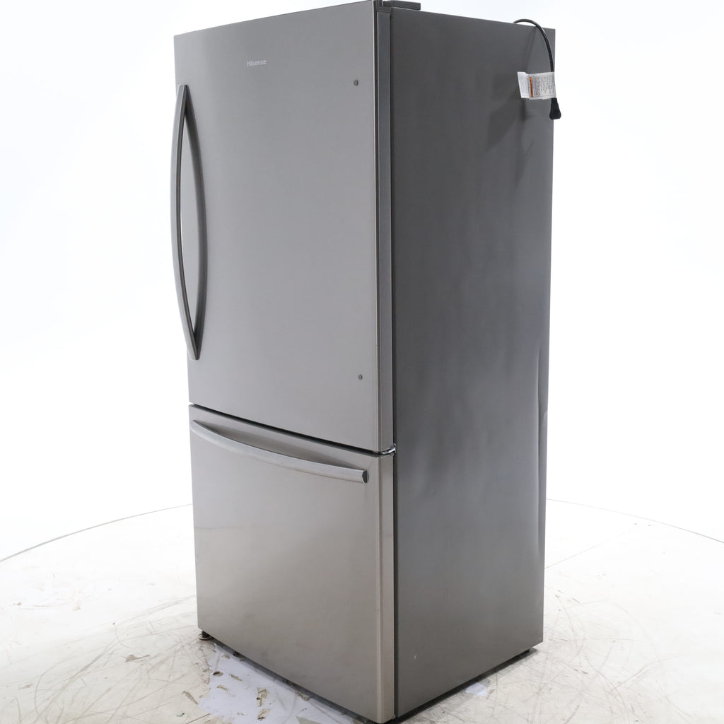 Pictures of 32 in. Wide Counter Depth Stainless Steel ENERGY STAR Hisense 17.1 cu. ft. Bottom Freezer Refrigerator with Super Freezer Technology - Certified Refurbished - Neu Appliance Outlet - Discount Appliance Outlet in Austin, Tx