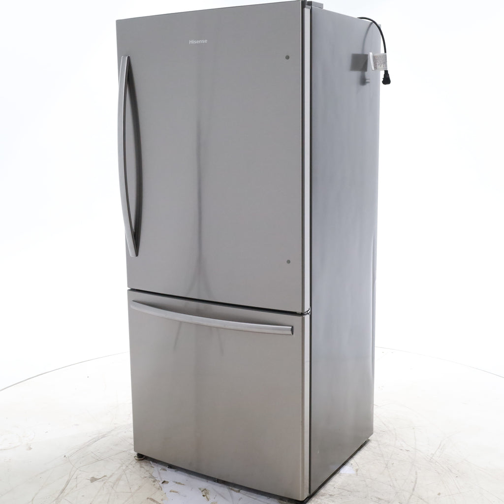 Pictures of 32 in. Wide Counter Depth Stainless Steel ENERGY STAR Hisense 17.1 cu. ft. Bottom Freezer Refrigerator with Super Freezer Technology - Certified Refurbished - Neu Appliance Outlet - Discount Appliance Outlet in Austin, Tx