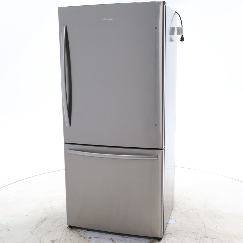 Pictures of 32 in. Wide Counter Depth Stainless Steel ENERGY STAR Hisense 17.1 cu. ft. Bottom Freezer Refrigerator with Super Freezer Technology - Certified Refurbished - Neu Appliance Outlet - Discount Appliance Outlet in Austin, Tx