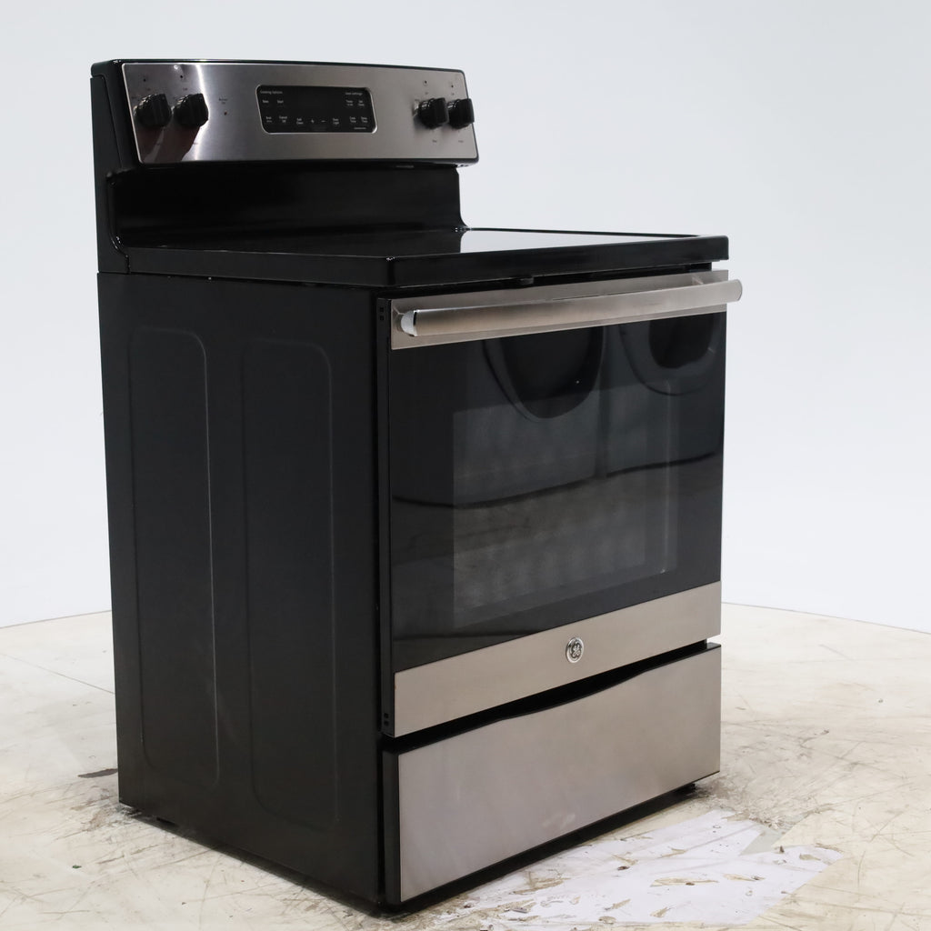 Pictures of GE Stainless Steel & Black Free-Standing Electric Range with 8" Power Boil Element - Certified Refurbished - Neu Appliance Outlet - Discount Appliance Outlet in Austin, Tx