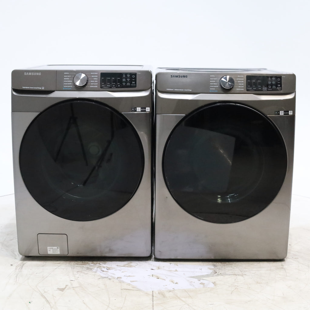 Pictures of Platinum ENERGY STAR Samsung 4.5 cu. ft. Front Load Washer with WiFi Connectivity and Platinum Samsung 7.5 cu. ft. Front Load Electric Dryer with Steam - Scratch and Dent - Minor - Neu Appliance Outlet - Discount Appliance Outlet in Austin, Tx