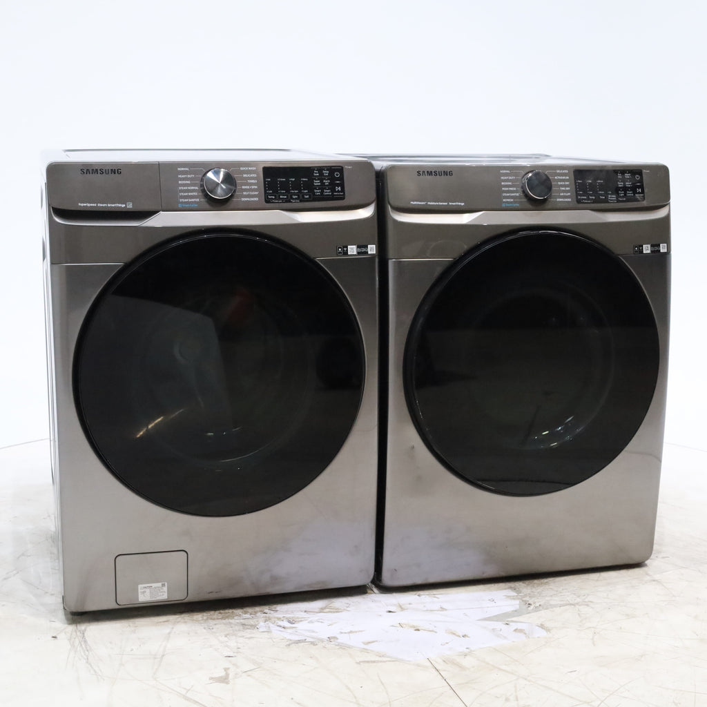 Pictures of Platinum ENERGY STAR Samsung 4.5 cu. ft. Front Load Washer with WiFi Connectivity and Platinum Samsung 7.5 cu. ft. Front Load Electric Dryer with Steam - Scratch and Dent - Minor - Neu Appliance Outlet - Discount Appliance Outlet in Austin, Tx