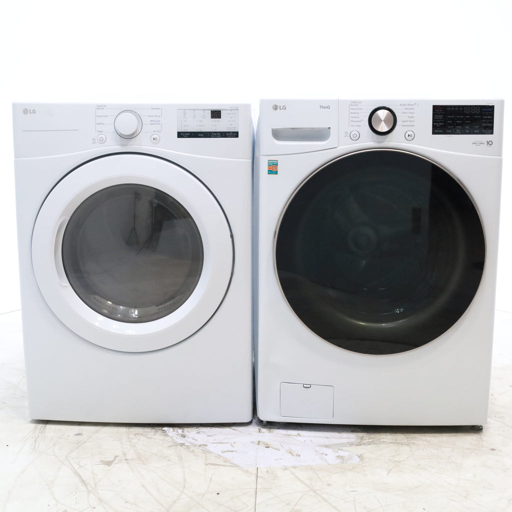 Pictures of ENERGY STAR LG 4.5 cu. ft. Front Load Washing Machine with Steam and ENERGY STAR LG 7.4 cu. ft. Electric Vented Dryer with Sensor Dry and SmartThinQ Technology - Scratch & Dent - Minor - Neu Appliance Outlet - Discount Appliance Outlet in Austin, Tx