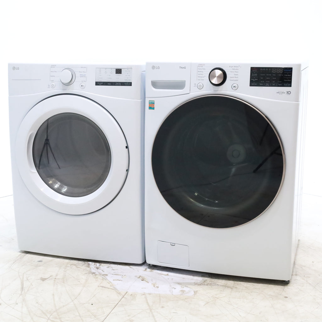 Pictures of ENERGY STAR LG 4.5 cu. ft. Front Load Washing Machine with Steam and ENERGY STAR LG 7.4 cu. ft. Electric Vented Dryer with Sensor Dry and SmartThinQ Technology - Scratch & Dent - Minor - Neu Appliance Outlet - Discount Appliance Outlet in Austin, Tx