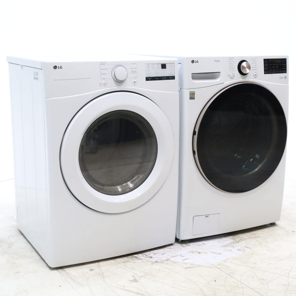 Pictures of ENERGY STAR LG 4.5 cu. ft. Front Load Washing Machine with Steam and ENERGY STAR LG 7.4 cu. ft. Electric Vented Dryer with Sensor Dry and SmartThinQ Technology - Scratch & Dent - Minor - Neu Appliance Outlet - Discount Appliance Outlet in Austin, Tx