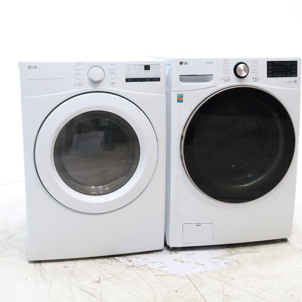 Pictures of ENERGY STAR LG 4.5 cu. ft. Front Load Washing Machine with Steam and ENERGY STAR LG 7.4 cu. ft. Electric Vented Dryer with Sensor Dry and SmartThinQ Technology - Scratch & Dent - Minor - Neu Appliance Outlet - Discount Appliance Outlet in Austin, Tx