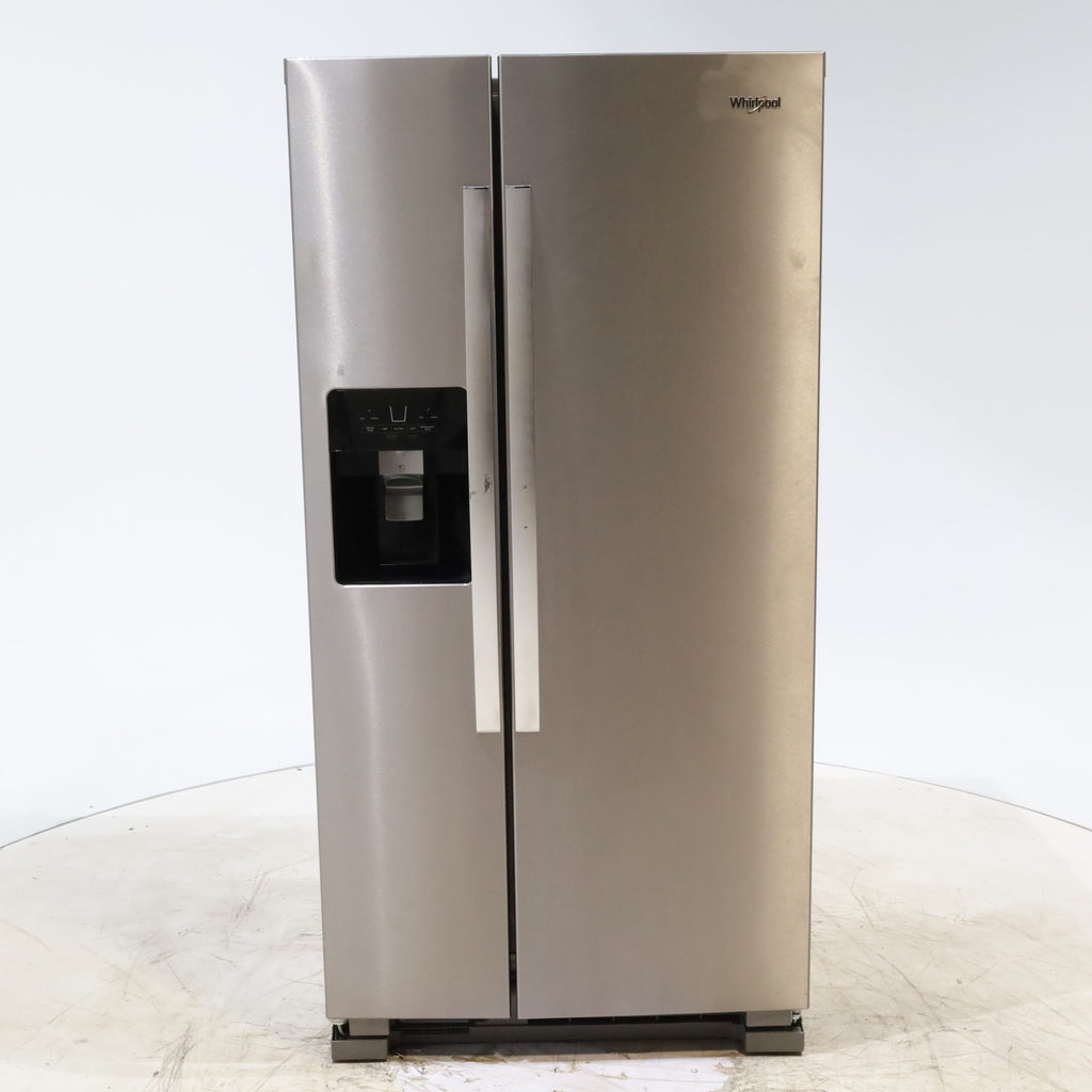 Pictures of 33 in. Wide Fingerprint-Resistant Stainless Steel Whirlpool 21.4 cu. ft. Side by Side Refrigerator with In Door Ice and Water Dispenser - Scratch & Dent - Moderate - Neu Appliance Outlet - Discount Appliance Outlet in Austin, Tx