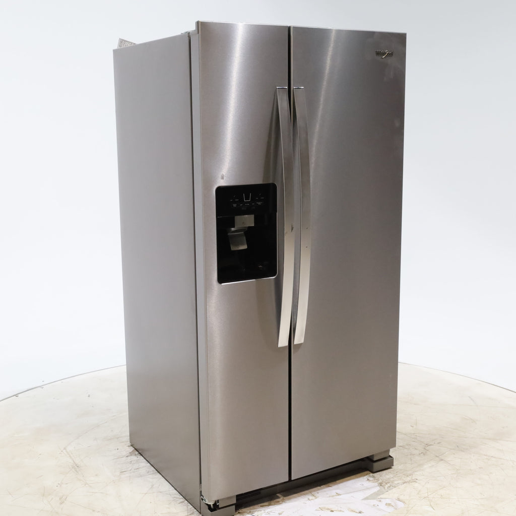 Pictures of 33 in. Wide Fingerprint-Resistant Stainless Steel Whirlpool 21.4 cu. ft. Side by Side Refrigerator with In Door Ice and Water Dispenser - Scratch & Dent - Moderate - Neu Appliance Outlet - Discount Appliance Outlet in Austin, Tx
