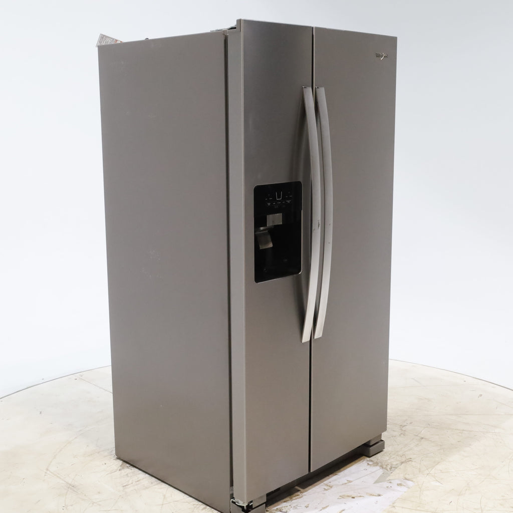 Pictures of 33 in. Wide Fingerprint-Resistant Stainless Steel Whirlpool 21.4 cu. ft. Side by Side Refrigerator with In Door Ice and Water Dispenser - Scratch & Dent - Moderate - Neu Appliance Outlet - Discount Appliance Outlet in Austin, Tx