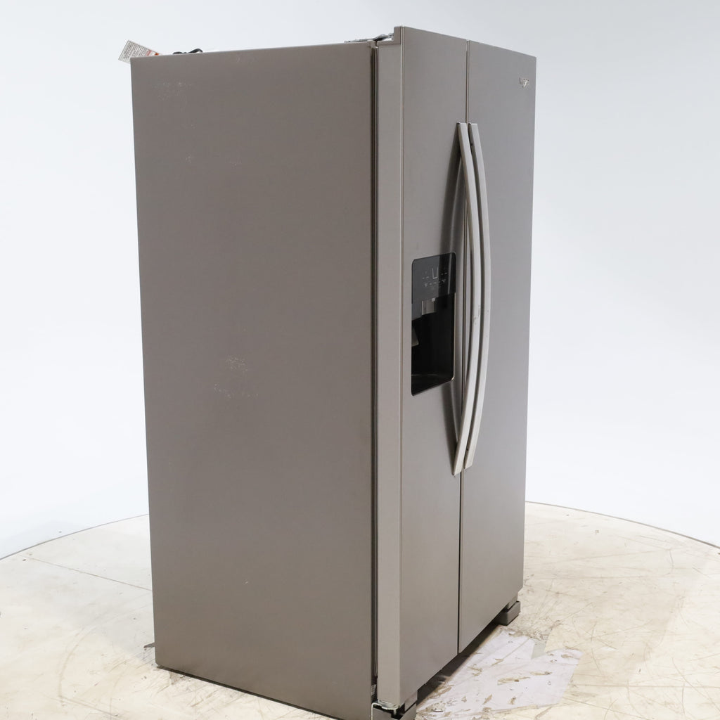Pictures of 33 in. Wide Fingerprint-Resistant Stainless Steel Whirlpool 21.4 cu. ft. Side by Side Refrigerator with In Door Ice and Water Dispenser - Scratch & Dent - Moderate - Neu Appliance Outlet - Discount Appliance Outlet in Austin, Tx