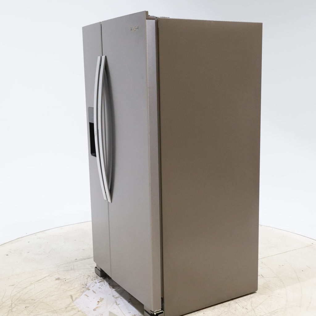 Pictures of 33 in. Wide Fingerprint-Resistant Stainless Steel Whirlpool 21.4 cu. ft. Side by Side Refrigerator with In Door Ice and Water Dispenser - Scratch & Dent - Moderate - Neu Appliance Outlet - Discount Appliance Outlet in Austin, Tx