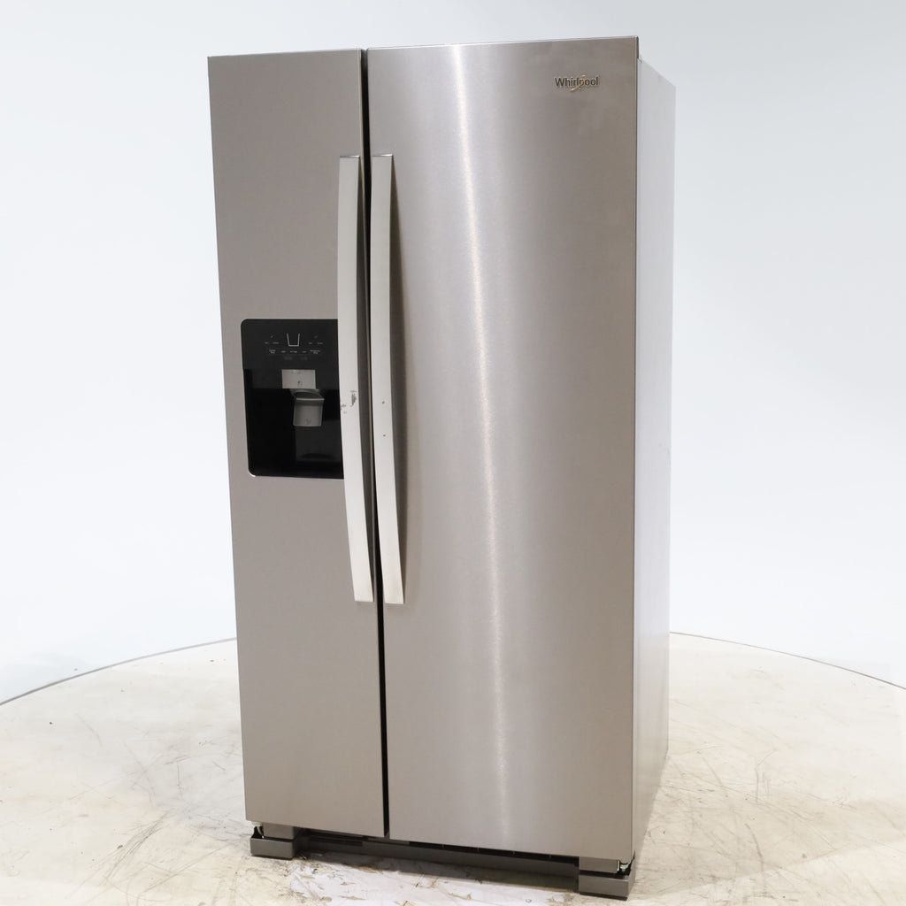 Pictures of 33 in. Wide Fingerprint-Resistant Stainless Steel Whirlpool 21.4 cu. ft. Side by Side Refrigerator with In Door Ice and Water Dispenser - Scratch & Dent - Moderate - Neu Appliance Outlet - Discount Appliance Outlet in Austin, Tx